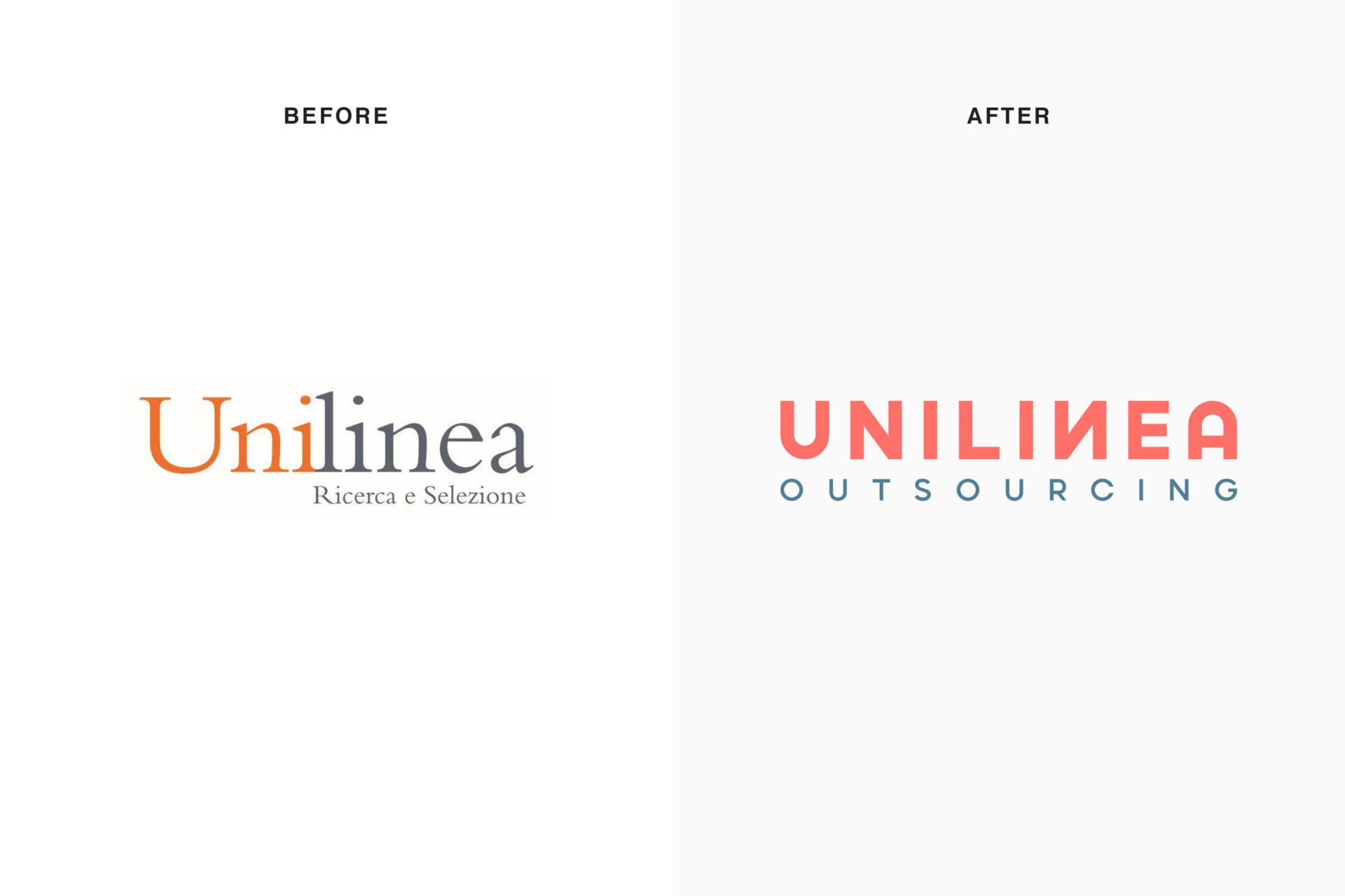 Unilinea logo before and after